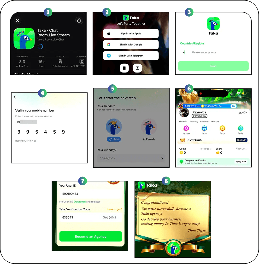 Taka Agency Registration Process